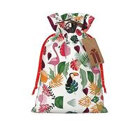 KoNsev Bolsa de regalo con cordón de perezoso en hoja tropical rosa, regalo de vacaciones, decoración para suministros de fiesta de Navidad y Halloween, 8.3 x 11.8 pulgadas