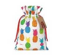 KoNsev Bolsa de regalo con cordón de piña arcoíris, regalo de vacaciones, decoraciones de regalos para suministros de fiesta de Navidad