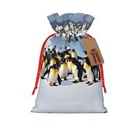 KoNsev Bolsa de regalo con cordón de pingüino feliz, regalo de vacaciones, decoración para Navidad y Halloween, suministros de fiesta de 4.7 x 6.9 pulgadas