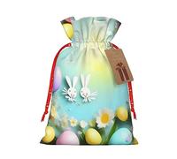 KoNsev Bolsa de regalo con cordón de primavera, feliz Pascua, regalo de vacaciones, decoración para suministros de fiesta de Navidad y Halloween, 8.3 x 11.8 pulgadas