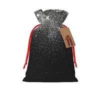 KoNsev Bolsa de regalo con cordón de purpurina plateada brillante, regalo de vacaciones, decoración para suministros de fiesta de Navidad y Halloween, 4.7 x 6.9 pulgadas