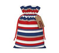 KoNsev Bolsa de regalo con cordón de rayas rojas, azules, blancas y grises, regalo de vacaciones, decoraciones de regalos para suministros de fiesta de Navidad