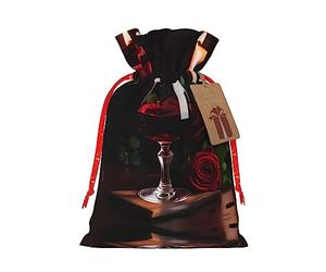 KoNsev Bolsa de regalo con cordón de rosa de vino tinto y vela, regalo de vacaciones, decoraciones de regalos para suministros de fiesta de Navidad