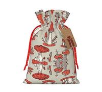 KoNsev Bolsa de regalo con cordón de setas rojas, regalo de vacaciones, decoraciones de regalos para suministros de fiesta de Navidad