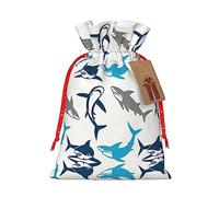 KoNsev Bolsa de regalo con cordón de tiburones, regalo de vacaciones, decoraciones de regalos para suministros de fiesta de Navidad