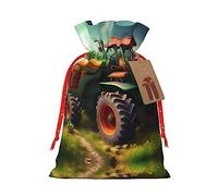 KoNsev Bolsa de regalo con cordón de tractor de granja de fantasía, regalo de vacaciones, decoración para suministros de fiesta de Navidad y Halloween, 8.3 x 11.8 pulgadas