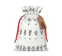 KoNsev Bolsa de regalo con cordón del alfabeto en lenguaje de señas, regalo de vacaciones, decoración para Navidad y Halloween, suministros de fiesta de 4.7 x 6.9 pulgadas