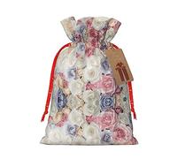 KoNsev Bolsa de regalo con cordón floral de rosas, regalo de vacaciones, decoraciones de regalos para suministros de fiesta de Navidad