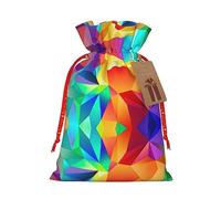 KoNsev Bolsa de regalo con cordón geométrico arcoíris, regalo de vacaciones, decoración para Navidad y Halloween, suministros de fiesta de 4.7 x 6.9 pulgadas