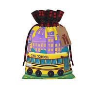 KoNsev Bolsa de regalo con cordón para autobús escolar, regalo de vacaciones, suministros de Navidad, decoración de Halloween, 4.7 x 6.9 pulgadas