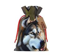 KoNsev Bolsa de regalo con cordón para perro Husky, regalo de vacaciones, decoración para Navidad y Halloween, suministros de fiesta de 4.7 x 6.9 pulgadas