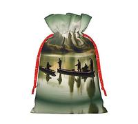 KoNsev Bolsa de regalo con cordón para pescadores de lago de pesca, regalo de vacaciones, decoración para Navidad y Halloween, suministros de fiesta de 4.7 x 6.9 pulgadas