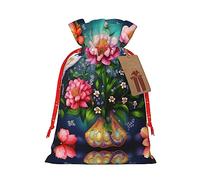 KoNsev Bolsa de regalo con cordón para pintura de diamantes de flores, regalo de vacaciones, decoración para suministros de fiesta de Navidad y Halloween, 8.3 x 11.8 pulgadas
