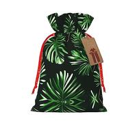 KoNsev Bolsa de regalo con cordón para plantas tropicales con hojas verdes de palmera, regalo de vacaciones, decoración para Navidad y Halloween, suministros de fiesta de 4.7 x 6.9 pulgadas