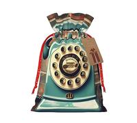 KoNsev Bolsa de regalo con cordón para teléfonos de Londres retro de Inglaterra, regalo de vacaciones, decoración para Navidad y Halloween, suministros de fiesta de 4.7 x 6.9 pulgadas