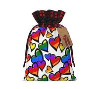 KoNsev Bolsa de regalo con diseño de corazones de orgullo gay de colores arcoíris, con cordón, regalo de vacaciones, suministros de fiesta de Navidad de 8.3 x 11.8 pulgadas