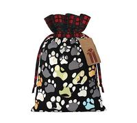 KoNsev Bolsa de regalo con diseño de huellas de perro, 2 escalas estándares, 2 00 unidades, bloque de color, con cordón, regalo de vacaciones, suministros de Navidad, decoración de Halloween, 4.7 x