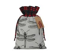 KoNsev Bolsa de regalo con diseño de libélulas y bloques de color gris, regalo de vacaciones, suministros de Navidad, decoración de Halloween, 4.7 x 6.9 pulgadas