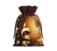KoNsev Bolsa de regalo con diseño de nota musical dorada con estrella brillante caída con cordón, regalo de vacaciones, suministros de fiesta de Navidad de 8.3 x 11.8 pulgadas
