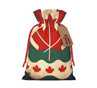 KoNsev Bolsa de regalo retro con cordón de bandera de Canadá, regalo de vacaciones, decoración para Navidad y Halloween, suministros de fiesta de 4.7 x 6.9 pulgadas