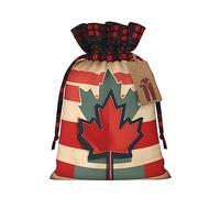 KoNsev Bolsa de regalo retro con diseño de bandera de Canadá, bloque de color, cordón, regalo de vacaciones, suministros de fiesta de Navidad de 8.3 x 11.8 pulgadas