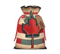 KoNsev Bolsa de regalo retro con diseño de bandera de Canadá con cordón, regalo de vacaciones, decoración para suministros de fiesta de Navidad y Halloween, 8.3 x 11.8 pulgadas