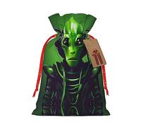 KoNsev Bolsa de regalo verde con cordón de oreja larga, regalo de vacaciones, decoraciones de regalos para suministros de fiesta de Navidad