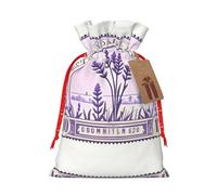 KoNsev Bolsas de Navidad con cordón, bolsas de regalo de Navidad 3D, bolsas de decoración de Halloween, bolsas de regalo de Navidad, bolsas de recuerdo de fiesta, estampado de sello de lavanda