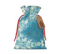 KoNsev Bolsas de Navidad con cordón, bolsas de regalo de Navidad 3D, bolsas de decoración de Halloween, bolsas de regalo de Navidad, bolsas de recuerdo de fiesta, estampado de margaritas blancas y