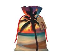 KoNsev Bolsas de Navidad con cordón, bolsas de regalo de Navidad 3D, bolsas de decoración de Halloween, bolsas de regalo de Navidad, bolsas de recuerdo de fiesta, estampado tropical de palmera de