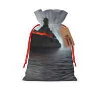 KoNsev Bolsas de Navidad con cordón, bolsas de regalo de Navidad 3D, bolsas de decoración de Halloween, bolsas de regalo de Navidad, bolsas de recuerdo de fiesta, impresión de barco nuclear gigante