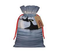 KoNsev Bolsas de Navidad con cordón, bolsas de regalo de Navidad 3D, bolsas de decoración de Halloween, bolsas de regalo de Navidad, bolsas de recuerdo de fiesta, ballenas asesinas nadando a lo largo