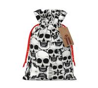 KoNsev Bolsas de Navidad con cordón, bolsas de regalo de Navidad 3D, bolsas de decoración de Halloween, bolsas de regalo de Navidad, bolsas de recuerdo de fiesta, muchas impresiones de calavera