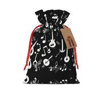 KoNsev Bolsas de Navidad con cordón, bolsas de regalo de Navidad 3D, bolsas de decoración de Halloween, bolsas de regalo de Navidad, bolsas de recuerdo de fiesta, símbolos musicales y impresión de