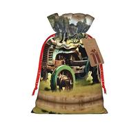 KoNsev Bolsas de Navidad con cordón, bolsas de regalo de Navidad 3D, bolsas de decoración de Halloween, bolsas de regalo de Navidad, bolsas de recuerdo de fiesta, impresión de granja de fotos de