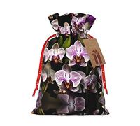 KoNsev Bolsas de Navidad con cordón, bolsas de regalo de Navidad 3D, bolsas de decoración de Halloween, bolsas de regalo de Navidad, bolsas de recuerdo de fiesta, impresión de orquídeas