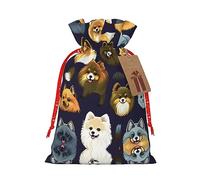 KoNsev Bolsas de Navidad con cordón, bolsas de regalo de Navidad 3D, bolsas de decoración de Halloween, bolsas de regalo de Navidad, bolsas de recuerdo de fiesta, estampado de muchos pomeranios