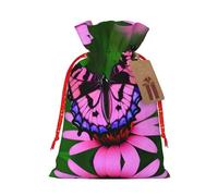 KoNsev Bolsas de Navidad con cordón, bolsas de regalo de Navidad 3D, bolsas de decoración de Halloween, bolsas de regalo de Navidad, bolsas de recuerdo de fiesta, estampado de mariposa morada de