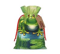 KoNsev Bolsas de Navidad con cordón, bolsas de regalo de Navidad 3D, bolsas de decoración de Halloween, bolsas de regalo de Navidad, bolsas de recuerdo de fiesta, impresión de rana de dibujos animados