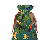 KoNsev Bolsas de Navidad con cordón, bolsas de regalo de Navidad 3D, bolsas de decoración de Halloween, bolsas de regalo de Navidad, bolsas de recuerdos de fiesta, estampado de plantas tropicales y