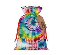 KoNsev Bolsas de Navidad con cordón, bolsas de regalo de Navidad 3D, bolsas de decoración de Halloween, bolsas de regalo de Navidad, bolsas de recuerdo de fiesta, impresión hippies de teñido anudado