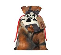 KoNsev Bolsas de Navidad con cordón, bolsas de regalo de Navidad 3D, bolsas de decoración de Halloween, bolsas de regalo de Navidad, bolsas de recuerdo de fiesta, impresión de patas de perro amante
