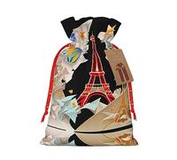 KoNsev Bolsas de Navidad con cordón, bolsas de regalo de Navidad 3D, bolsas de decoración de Halloween, bolsas de regalo de Navidad, bolsas de recuerdo de fiesta, impresión de la Torre Eiffel de París