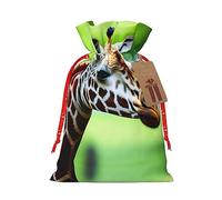 KoNsev Bolsas de Navidad con cordón, bolsas de regalo de Navidad 3D, bolsas de decoración de Halloween, bolsas de regalo de Navidad, bolsas de recuerdo de fiesta, impresión de jirafa de dibujos