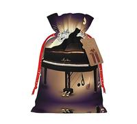 KoNsev Bolsas de Navidad con cordón, bolsas de regalo de Navidad 3D, bolsas de decoración de Halloween, bolsas de regalo de Navidad, bolsas de recuerdo de fiesta, impresión de piano de notas musicales