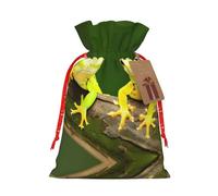 KoNsev Bolsas de Navidad con cordón, bolsas de regalo de Navidad 3D, bolsas de decoración de Halloween, bolsas de regalo de Navidad, bolsas de recuerdo de fiesta, impresión de dos gecos