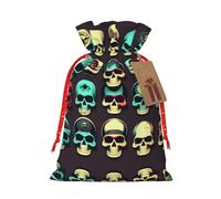 KoNsev Bolsas de Navidad con cordón, bolsas de regalo de Navidad 3D, bolsas de decoración de Halloween, bolsas de regalo de Navidad, bolsas de recuerdo de fiesta, impresión gráfica de cabeza de