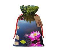 KoNsev Bolsas de Navidad con cordón, bolsas de regalo de Navidad 3D, bolsas de decoración de Halloween, bolsas de regalo de Navidad, bolsas de recuerdo de fiesta, hermoso estampado de flor de loto