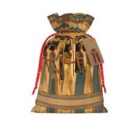 KoNsev Bolsas de Navidad con cordón, bolsas de regalo de Navidad 3D, bolsas de decoración de Halloween, bolsas de regalo de Navidad, bolsas de recuerdo de fiesta, impresión de mujeres en el antiguo