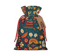 KoNsev Bolsas de Navidad con cordón, bolsas de regalo de Navidad 3D, bolsas de decoración de Halloween, bolsas de regalo de Navidad, bolsas de recuerdo de fiesta, estampado bohemio popular mexicano
